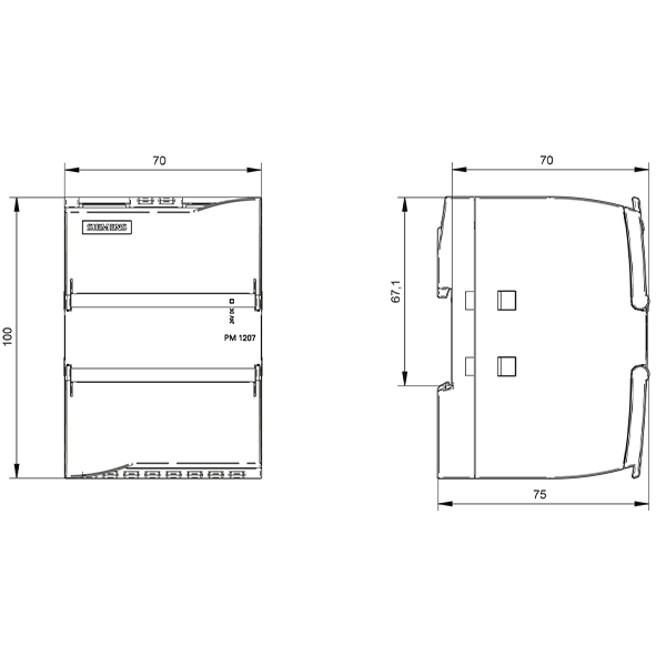 ابعاد منبع تغذیه زیمنس 6EP1332-1SH71